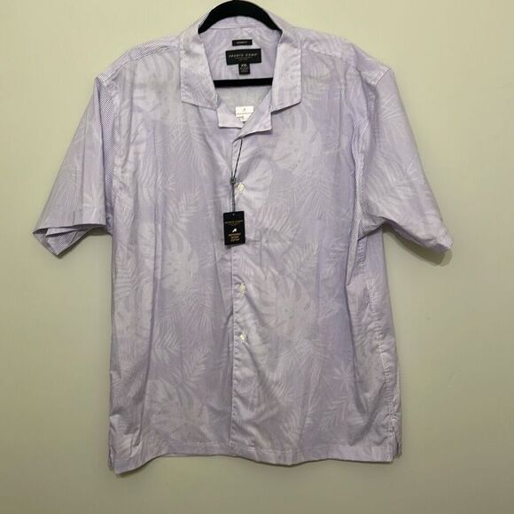 NWT Pronto Uomo Purple Floral Pinstripe Modern Fit‎ Button Up Shirt XXL - Picture 1 of 7